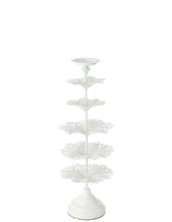 Porte-bougie En Métal Blanc Petit Arbre