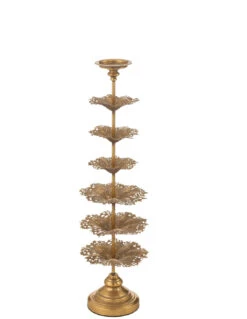 Porte-bougie En Métal Doré De Grande Taille