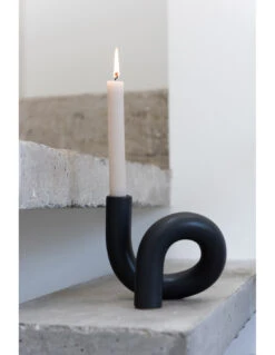 Porte-bougie Torsion 1 Bougie En Céramique Noire -Magasin De Meubles De Qualité porte bougie torsion 1 bougie en ceramique noirej line 2