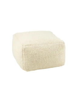 Pouf Carré Pois Laine Crème