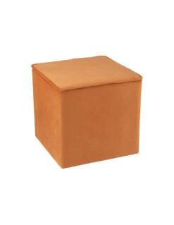 Pouf Cube Velours Ocre