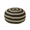 Pouf Rond à Rayures Tissées En Plastique Noir/naturel
