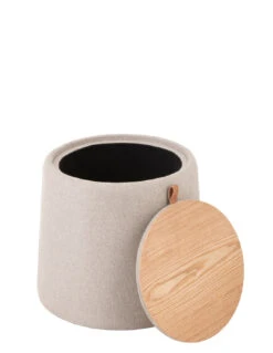 Pouf/Table D'appoint Ronde En Textile/bois Beige 10 Pouf/Table D'appoint Ronde En Textile/bois Beige -Magasin De Meubles De Qualité pouf table d appoint ronde texture bois beige 3