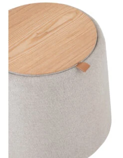 Pouf/Table D'appoint Ronde En Textile/bois Beige 12 Pouf/Table D'appoint Ronde En Textile/bois Beige -Magasin De Meubles De Qualité pouf table d appoint ronde texture bois beige 5
