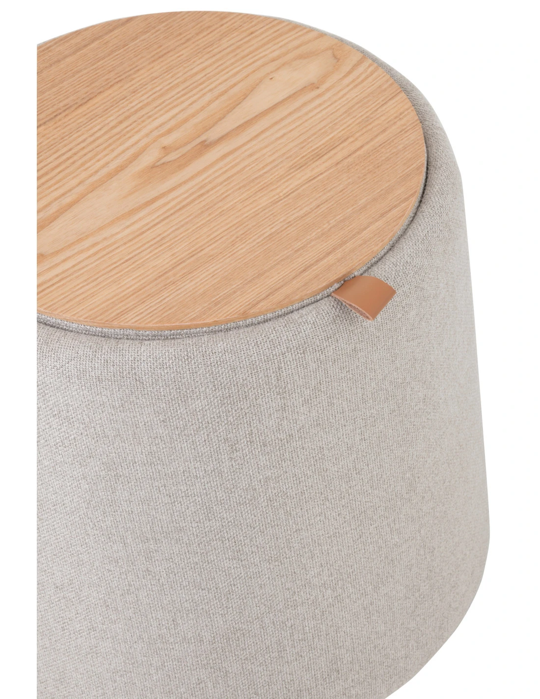 Pouf/Table D'appoint Ronde En Textile/bois Beige 6 Pouf/Table D'appoint Ronde En Textile/bois Beige – Image 6