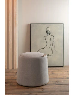 Pouf/Table D'appoint Ronde En Textile/bois Beige 13 Pouf/Table D'appoint Ronde En Textile/bois Beige -Magasin De Meubles De Qualité pouf table d appoint ronde texture bois beige 6