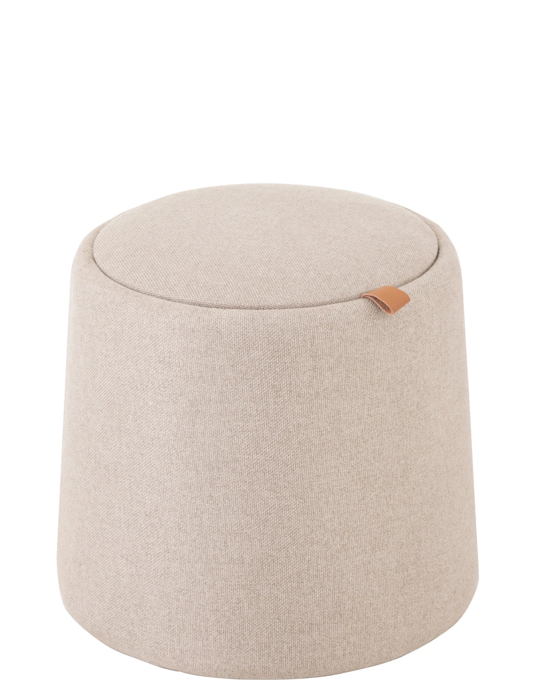 Pouf/Table D'appoint Ronde En Textile/bois Beige 1 Pouf/Table D'appoint Ronde En Textile/bois Beige