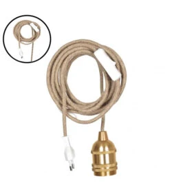 Rallonge Suspension Métal Laiton Doré Et Câble En Corde