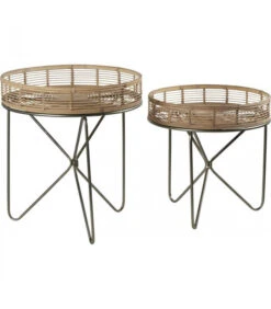 Set De 2 Tables Plateau Bambou