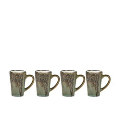 Set De 4 Tasses Expresso Vert Motif Arbre