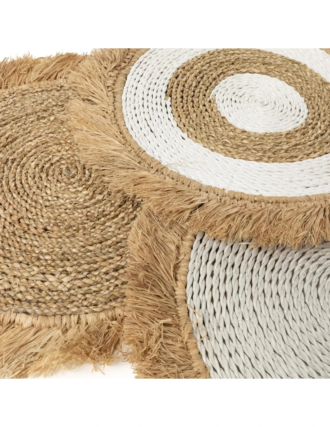 Set De Table En Raphia - Naturel Blanc 4 Set De Table En Raphia - Naturel Blanc – Image 4