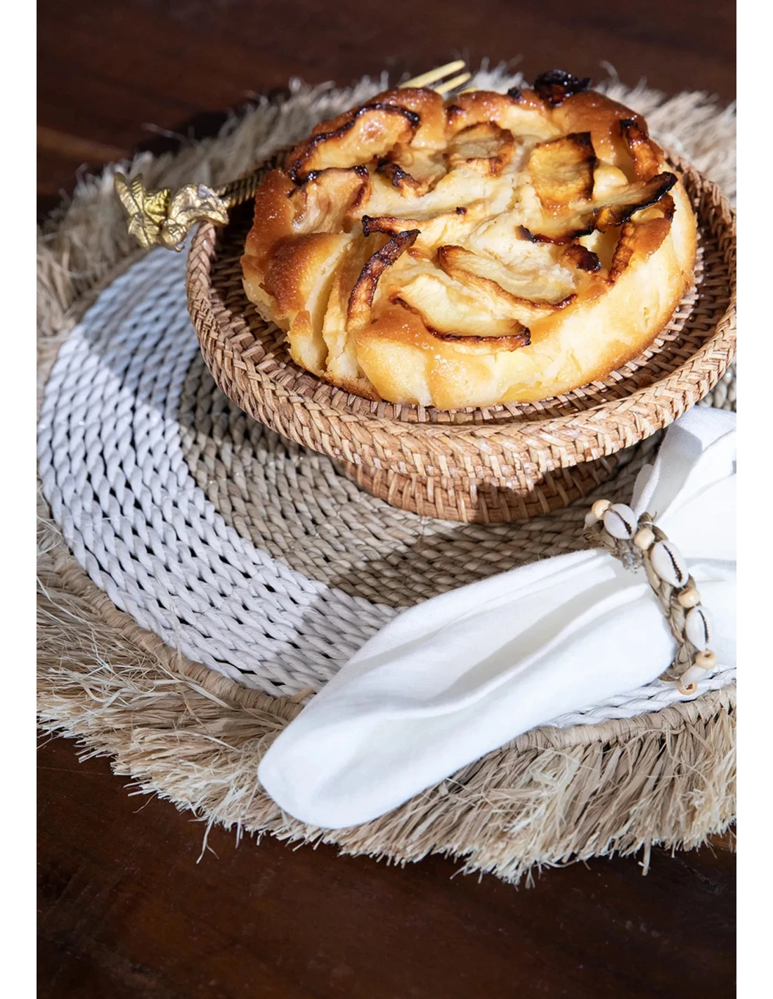 Set De Table En Raphia Seagrass - Naturel Blanc 2 Set De Table En Raphia Seagrass - Naturel Blanc – Image 2