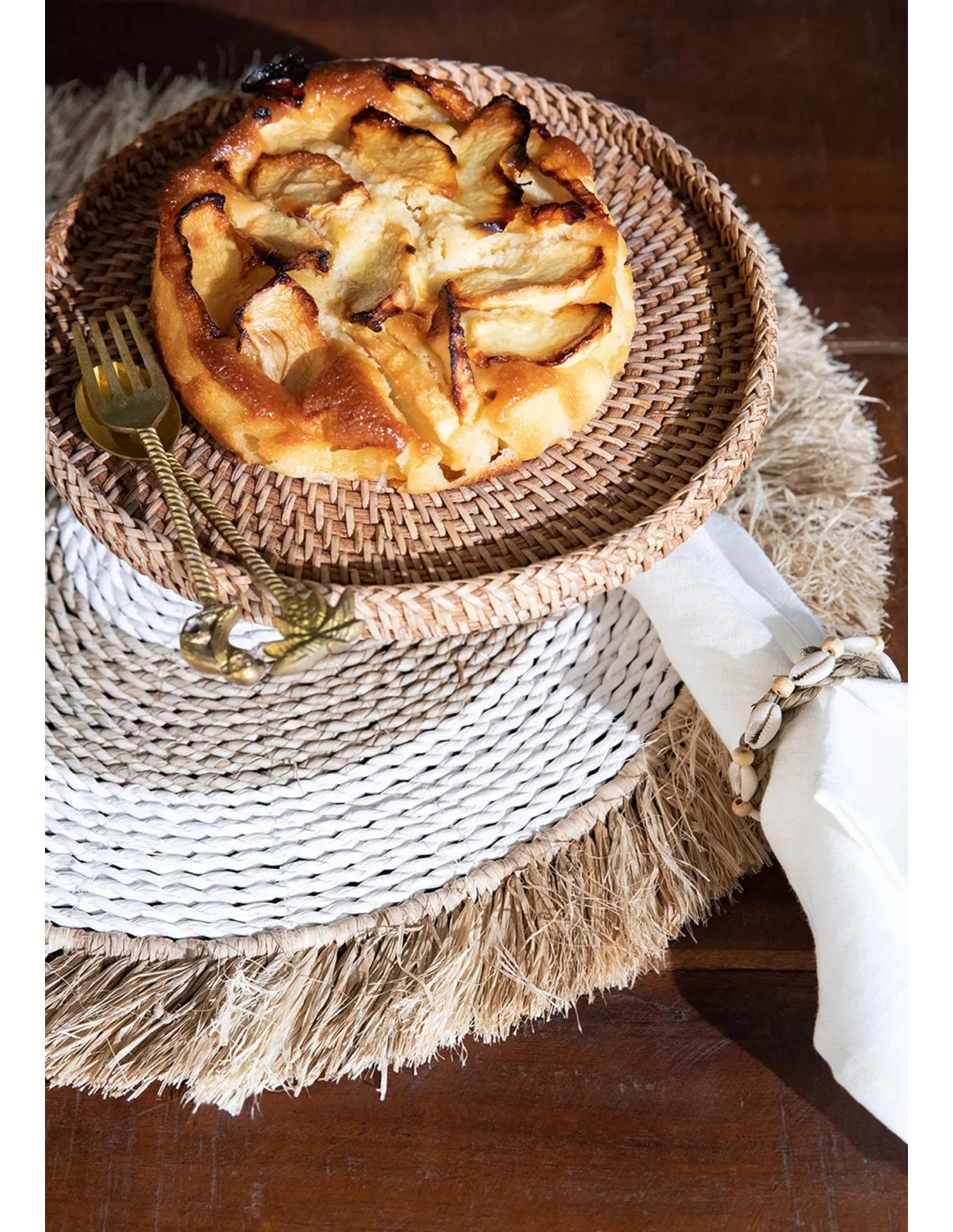 Set De Table En Raphia Seagrass - Naturel Blanc 3 Set De Table En Raphia Seagrass - Naturel Blanc – Image 3