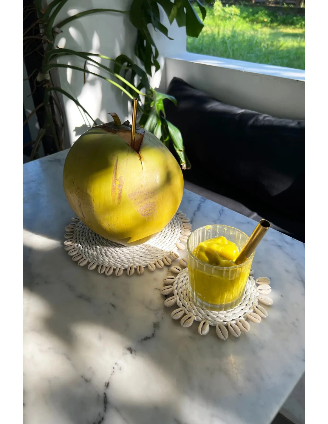 Sous-verre En Coquillage De Seagrass - Blanc 4 Sous-verre En Coquillage De Seagrass - Blanc – Image 4