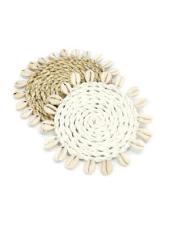 Sous-verre En Coquillage Et Seagrass - Naturel -Magasin De Meubles De Qualité sous verre en coquillage et seagrass naturel 3