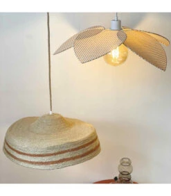 Suspension Fleur En Toile à Carreaux Beige -Magasin De Meubles De Qualité suspension fleur en toile a carreaux beige 3