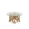 Table Basse En Branches De Teck Naturel/verre
