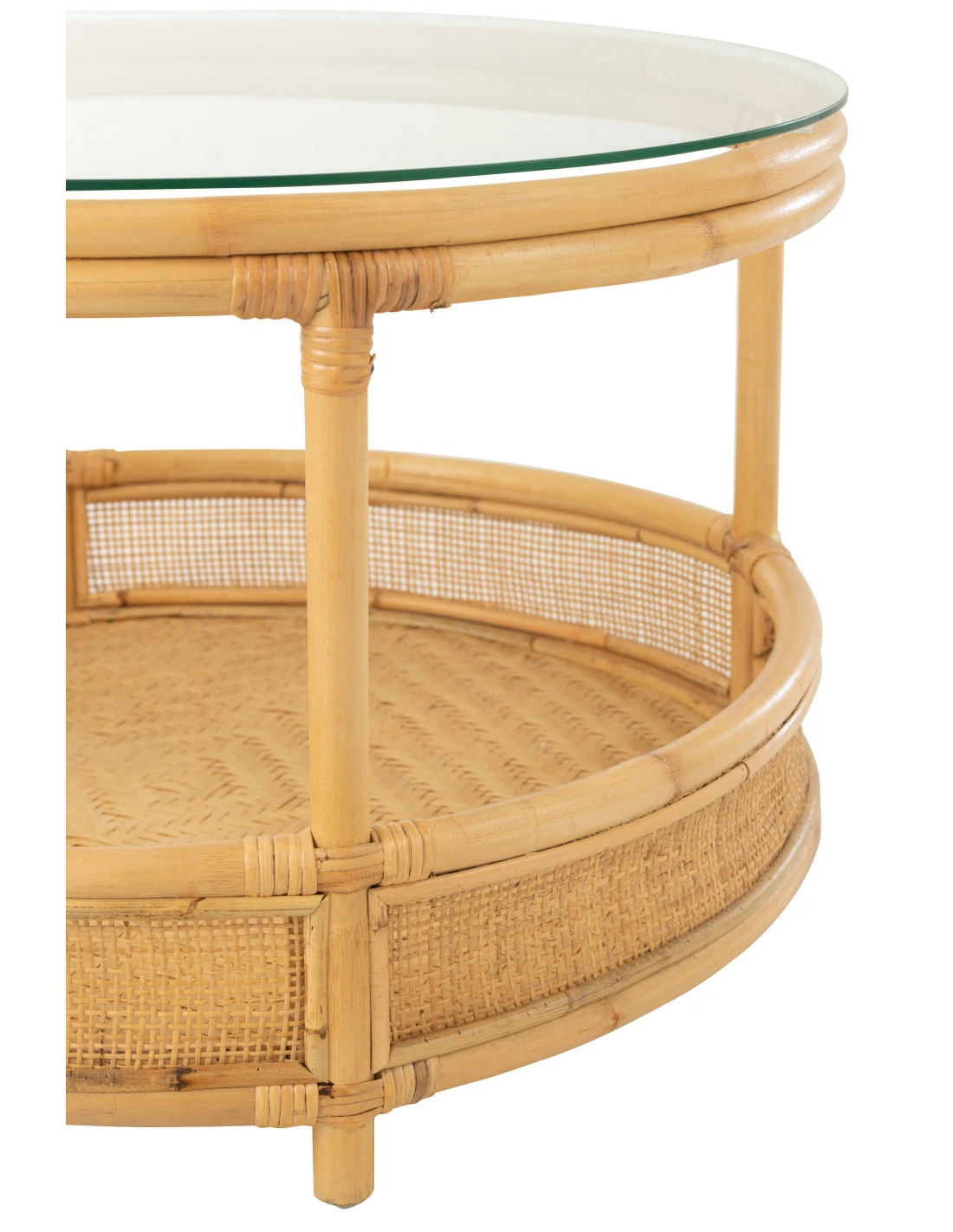 Table Basse En Rotin Jovelyne + Verre Naturel 2 Table Basse En Rotin Jovelyne + Verre Naturel – Image 2