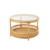 Table Basse En Rotin Jovelyne + Verre Naturel