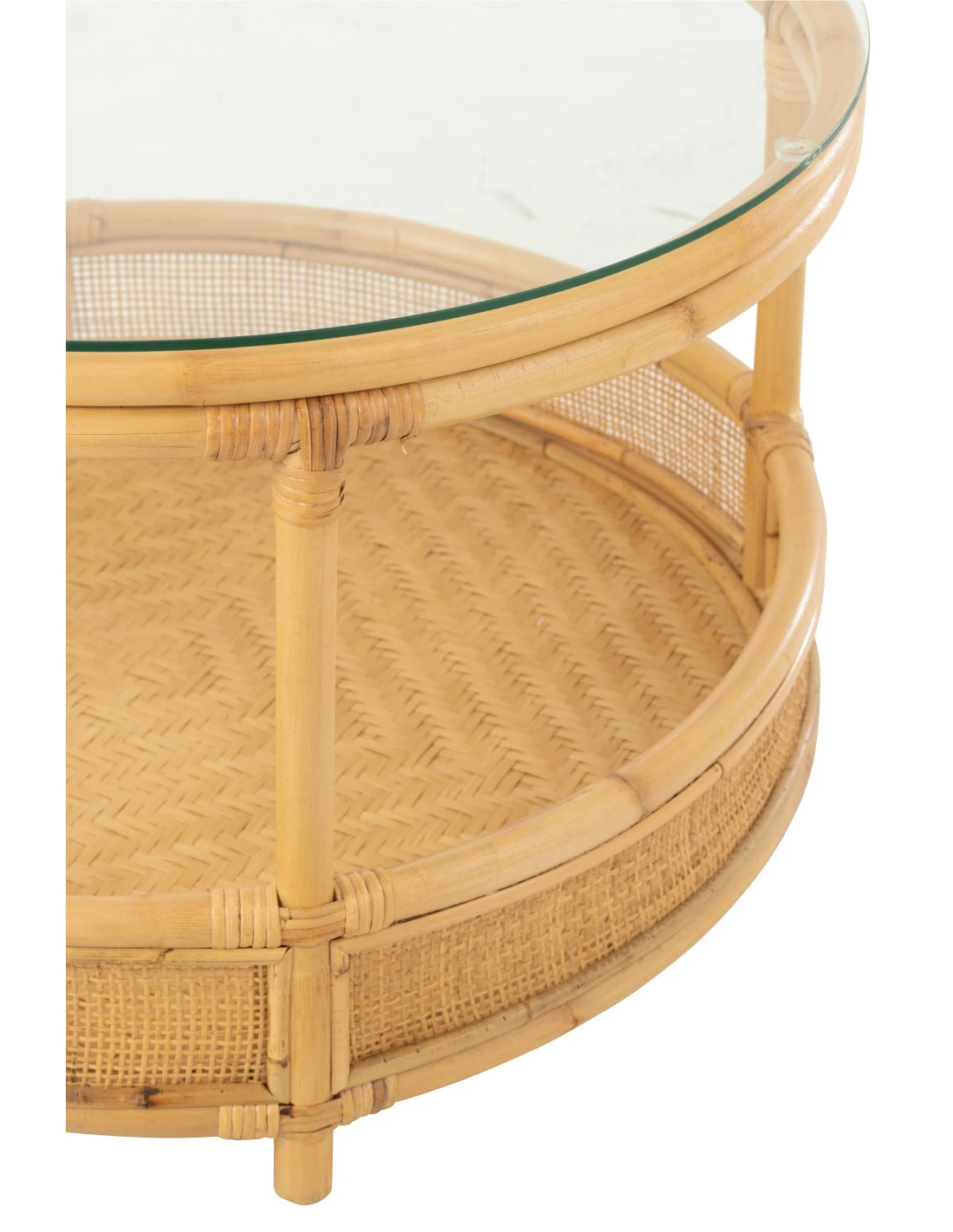 Table Basse En Rotin Jovelyne + Verre Naturel 3 Table Basse En Rotin Jovelyne + Verre Naturel – Image 3