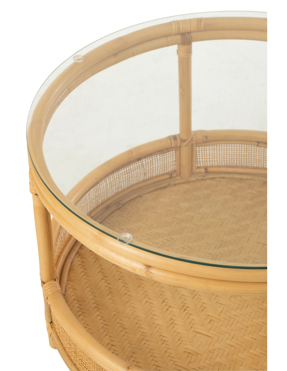 Table Basse En Rotin Jovelyne + Verre Naturel 4 Table Basse En Rotin Jovelyne + Verre Naturel – Image 4