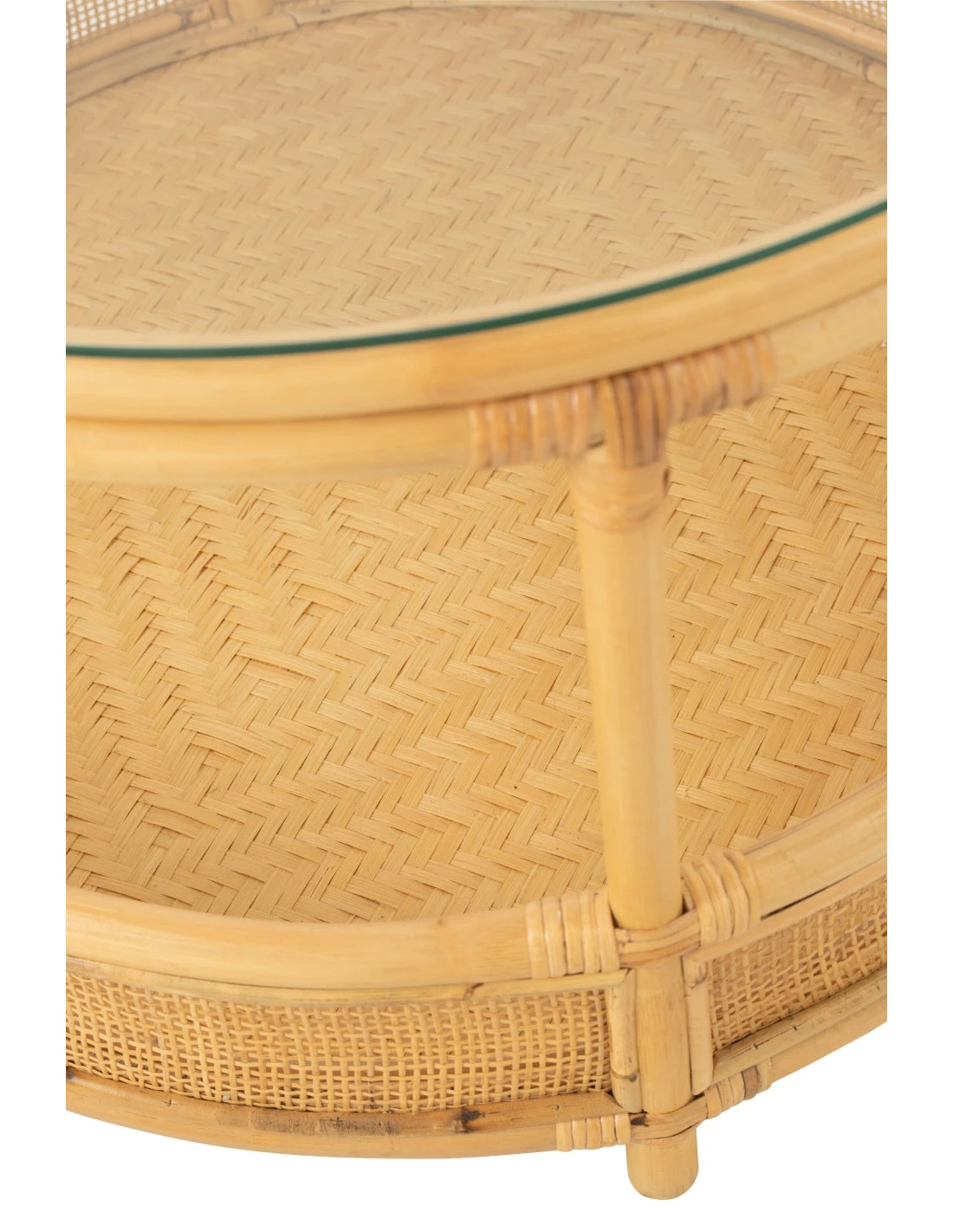 Table Basse En Rotin Jovelyne + Verre Naturel 5 Table Basse En Rotin Jovelyne + Verre Naturel – Image 5