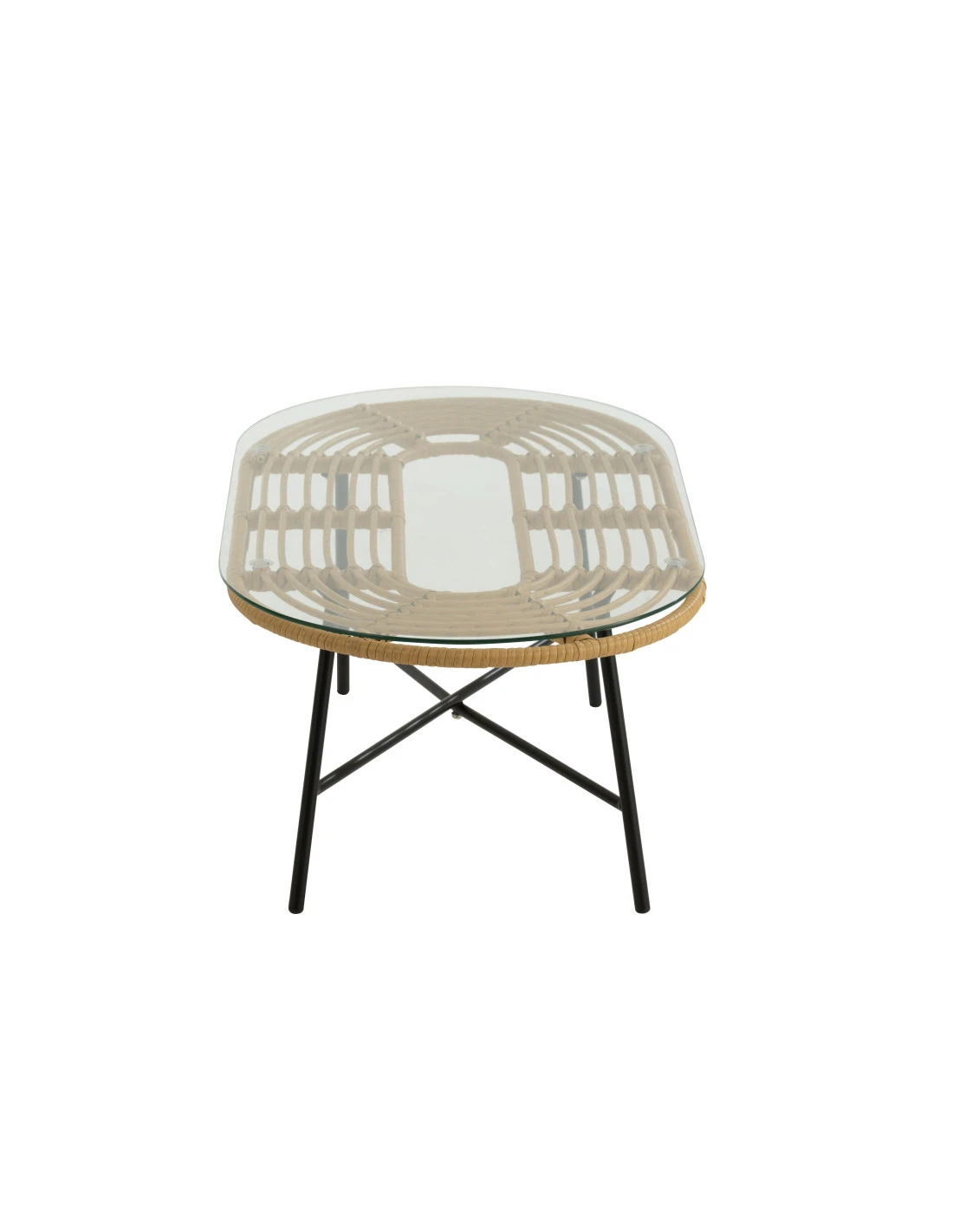 Table Basse Ovale D'extérieur En Métal/verre Naturel/noir 3 Table Basse Ovale D'extérieur En Métal/verre Naturel/noir – Image 3