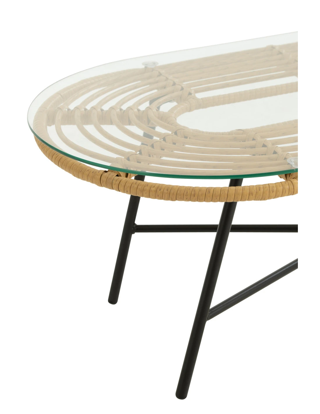 Table Basse Ovale D'extérieur En Métal/verre Naturel/noir 4 Table Basse Ovale D'extérieur En Métal/verre Naturel/noir – Image 4
