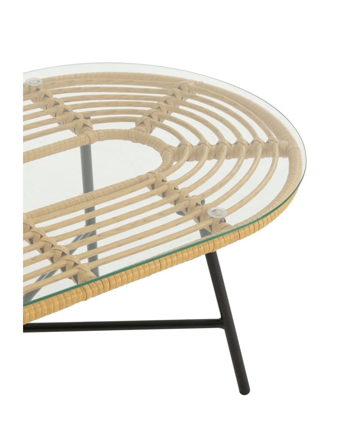 Table Basse Ovale D'extérieur En Métal/verre Naturel/noir 5 Table Basse Ovale D'extérieur En Métal/verre Naturel/noir – Image 5