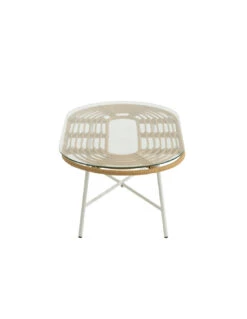 Table Basse Ovale Extérieure Métal/Verre Naturel/Blanc -Magasin De Meubles De Qualité table basse ovale exterieure metalverre naturelblancj linej line 2