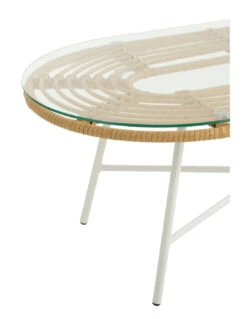 Table Basse Ovale Extérieure Métal/Verre Naturel/Blanc -Magasin De Meubles De Qualité table basse ovale exterieure metalverre naturelblancj linej line 3