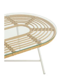 Table Basse Ovale Extérieure Métal/Verre Naturel/Blanc -Magasin De Meubles De Qualité table basse ovale exterieure metalverre naturelblancj linej line 4
