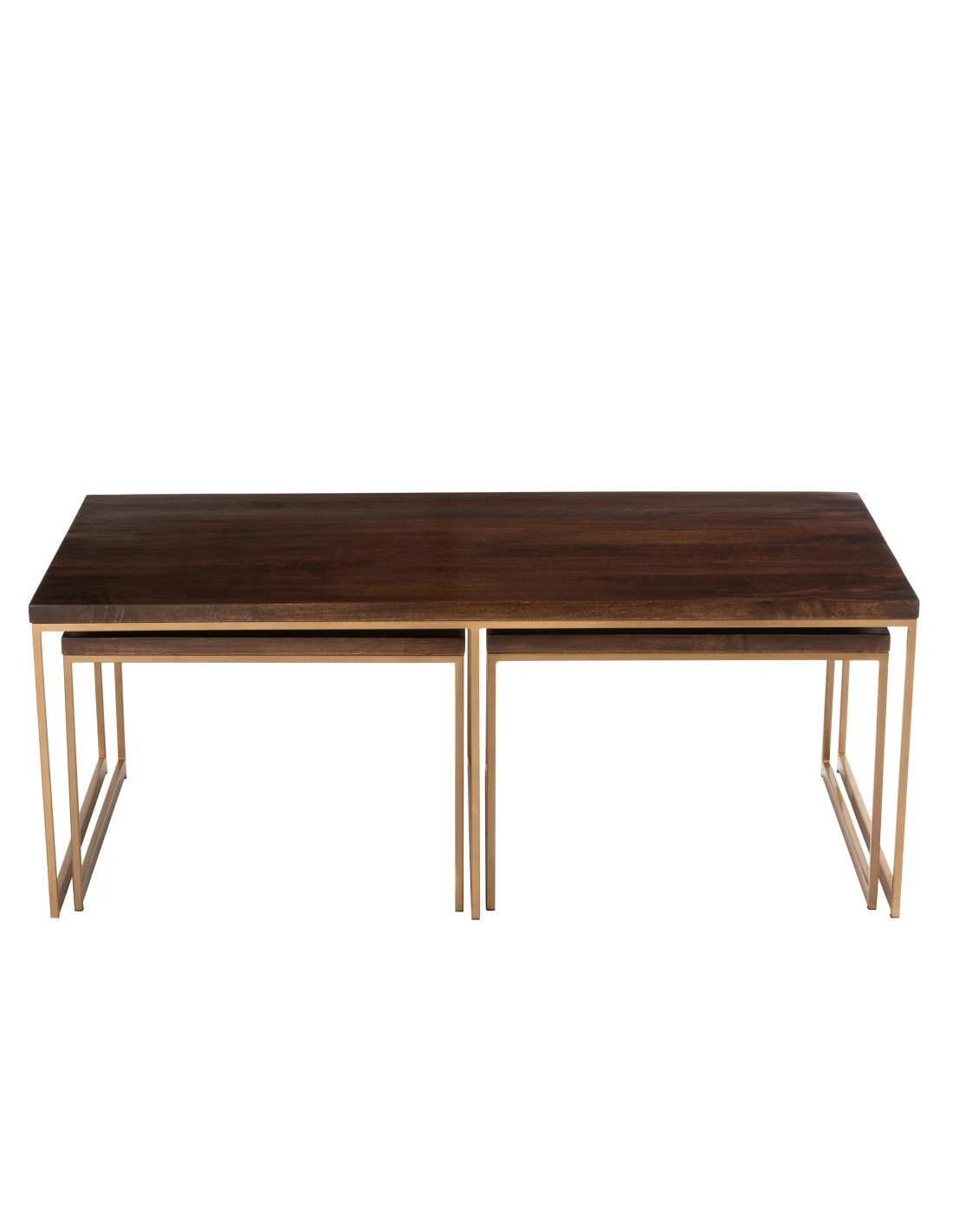 Table Basse Rafi 3 Parties En Fer/bois De Manguier Doré/marron Foncé 4 Table Basse Rafi 3 Parties En Fer/bois De Manguier Doré/marron Foncé – Image 4