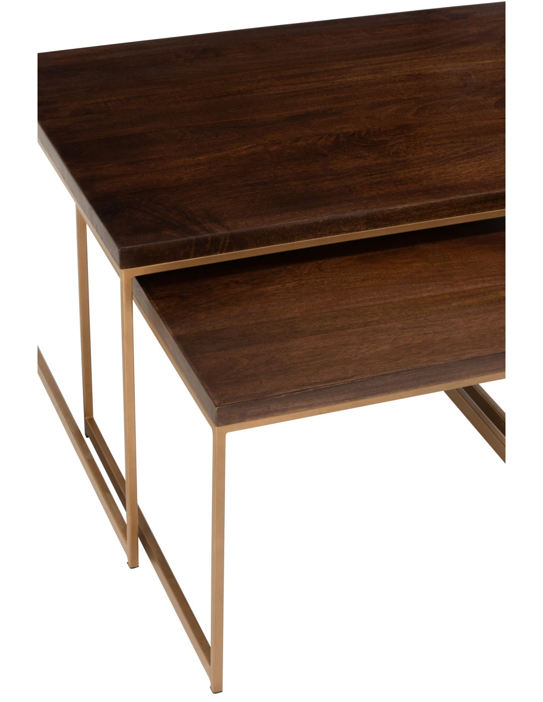 Table Basse Rafi 3 Parties En Fer/bois De Manguier Doré/marron Foncé 7 Table Basse Rafi 3 Parties En Fer/bois De Manguier Doré/marron Foncé – Image 7