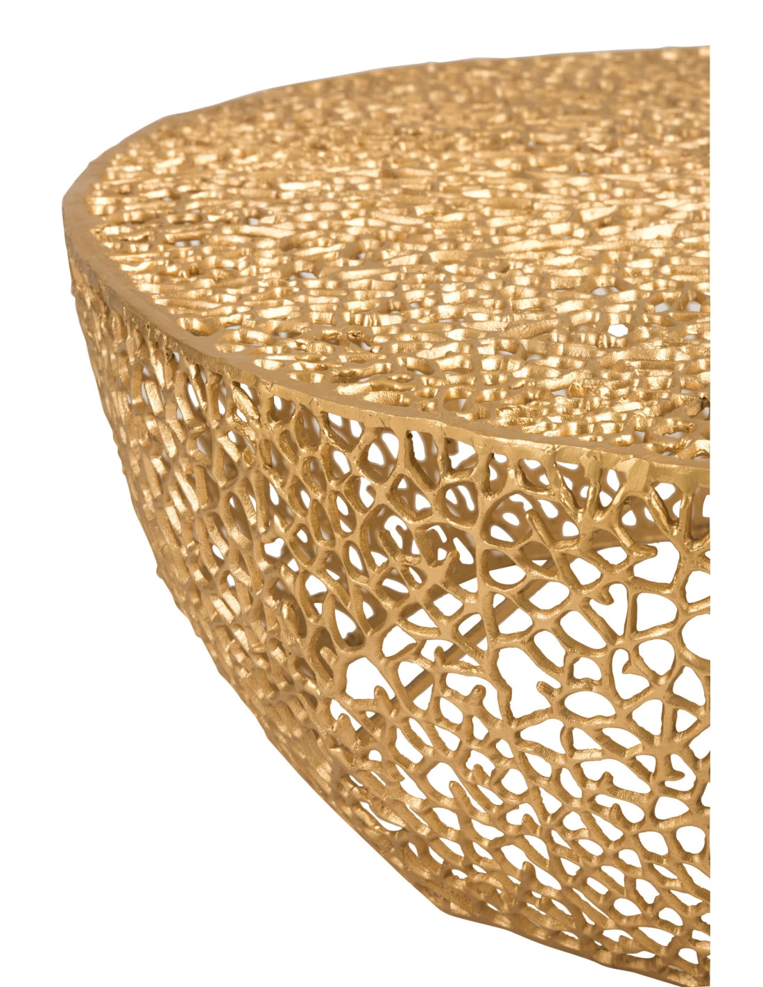 Table Basse Ronde Basse Motif Corail En Aluminium Doré 2 Table Basse Ronde Basse Motif Corail En Aluminium Doré – Image 2