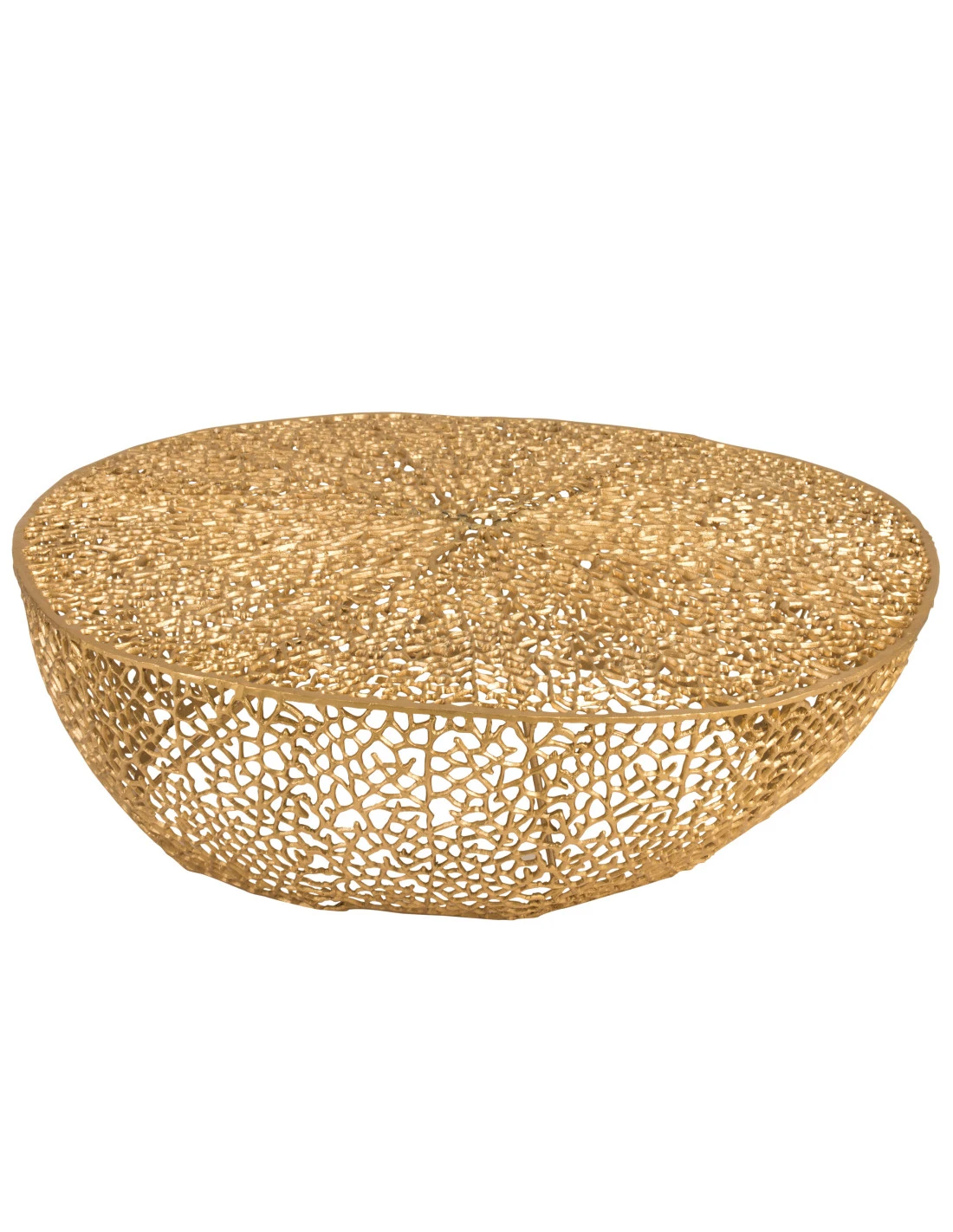 Table Basse Ronde Basse Motif Corail En Aluminium Doré 1 Table Basse Ronde Basse Motif Corail En Aluminium Doré