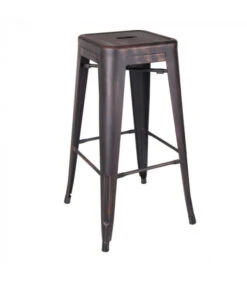 Tabouret Bar Patine Noir Vieilli Or Dallas H76.5cm