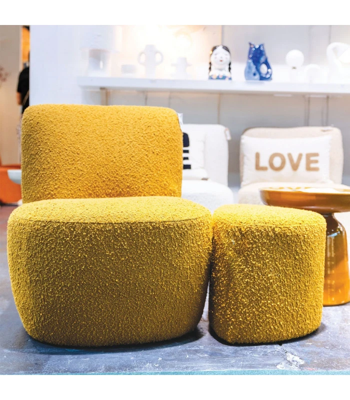 Tabouret Eve Tissu Bouclette Ocre 2 Tabouret Eve Tissu Bouclette Ocre – Image 2