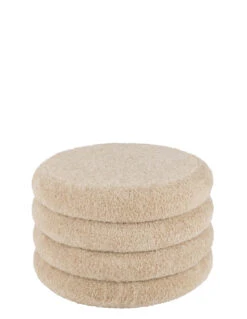 Tabouret Rond En Polyester Beige Teddy