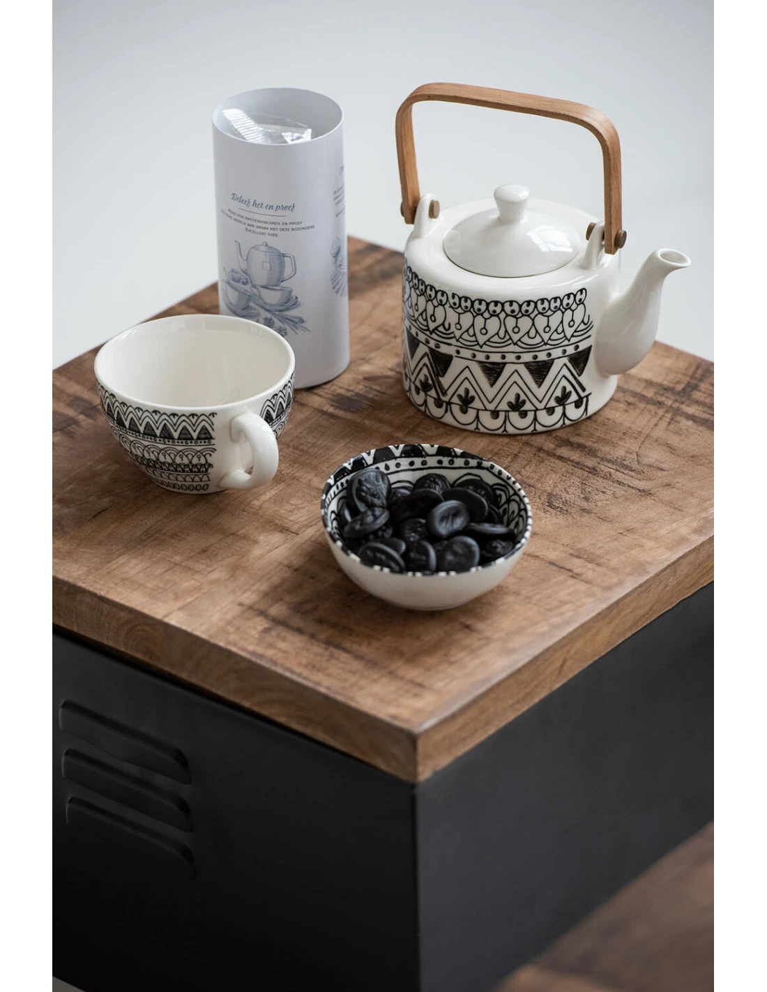 Tasse à Café + Soucoupe Monochrome Boho En Céramique Noir/blanc 4 Tasse à Café + Soucoupe Monochrome Boho En Céramique Noir/blanc – Image 4