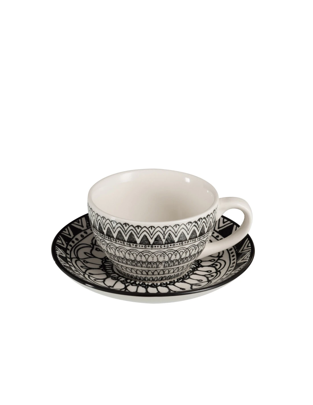 Tasse à Café + Soucoupe Monochrome Boho En Céramique Noir/blanc 1 Tasse à Café + Soucoupe Monochrome Boho En Céramique Noir/blanc