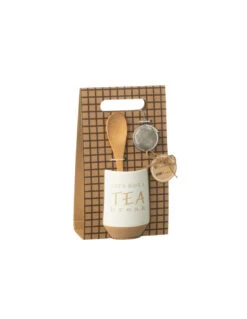 Tasse à Thé + Cuillère + Boule à Thé En Céramique Blanche