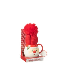 Tasse + Bonnet Père Noël Dans Une Boîte Cadeau En Céramique Assortie