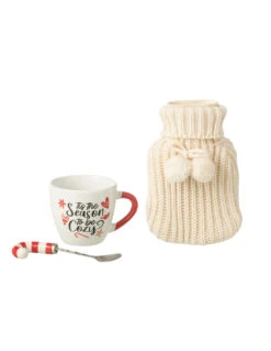 Tasse + Cuillère + Bouillotte En Céramique Rouge Dans Une Boîte Cadeau -Magasin De Meubles De Qualité tasse cuillere bouillotte en ceramique rouge dans une boite cadeau 2