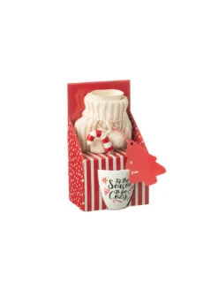 Tasse + Cuillère + Bouillotte En Céramique Rouge Dans Une Boîte Cadeau