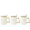 Tasse + Cuillère Noël Céramique Blanc/Or Assortiment De 3