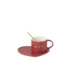 Tasse + Soucoupe + Cuillère 3 Cœurs Céramique Rouge