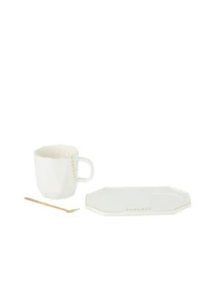 Tasse + Soucoupe + Cuillère Moments Céramique Blanc -Magasin De Meubles De Qualité tasse soucoupe cuillere moments ceramique blanc 2