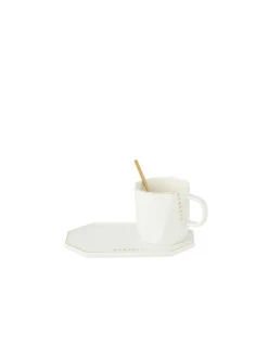 Tasse + Soucoupe + Cuillère Moments Céramique Blanc