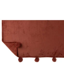 Plaid Pompon Polyester Marsala -Magasin De Meubles De Qualité tissu a carreaux en polyester avec pompon marsalaj line 2